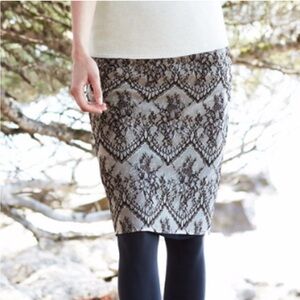 NWT Peruvian Connection Black/Pearl Lace Pencil Skirt w/Full Lining Size 10
